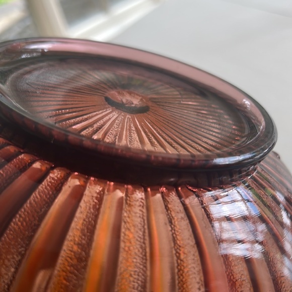 Antique Signed Northwood Stippled Rays Amethyst Carnival Glass Ruffled Bowl - Picture 7 of 10